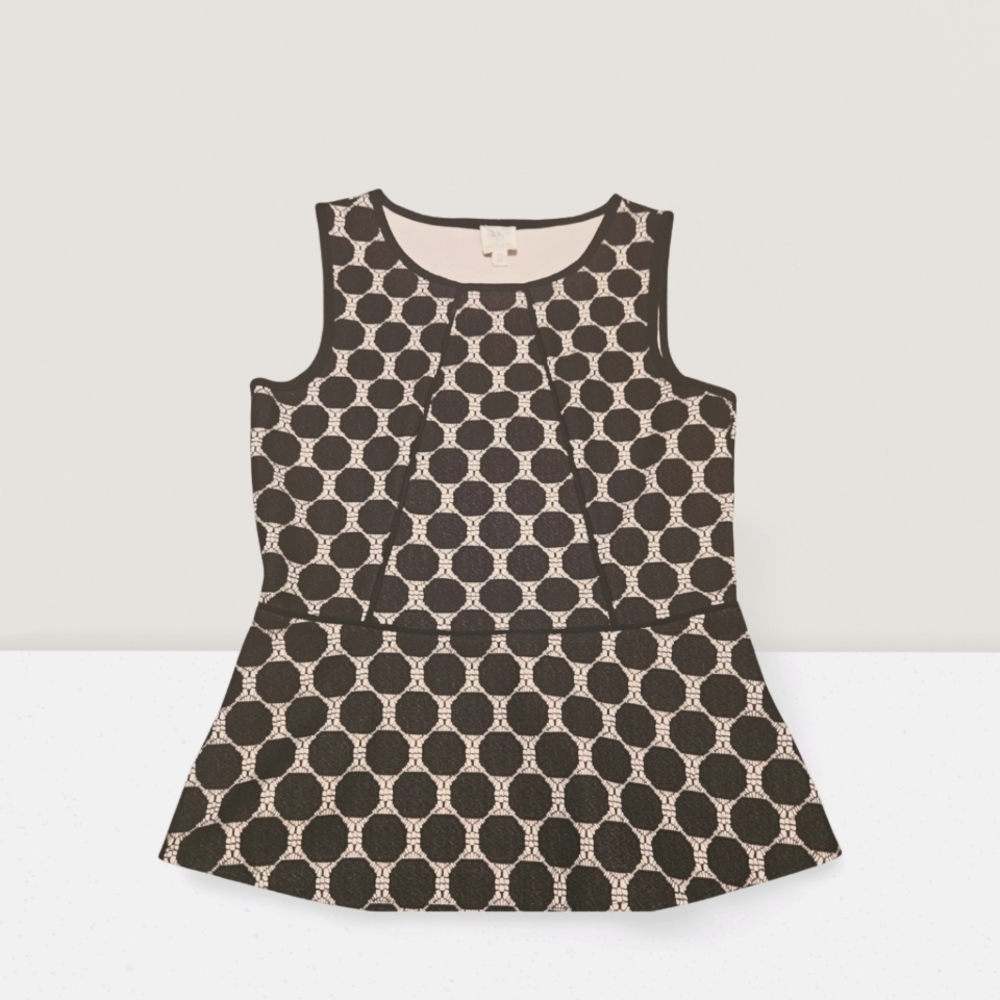 Anthropologie Made in San Francisco Lace Black Top Size XS Peplum Black & White